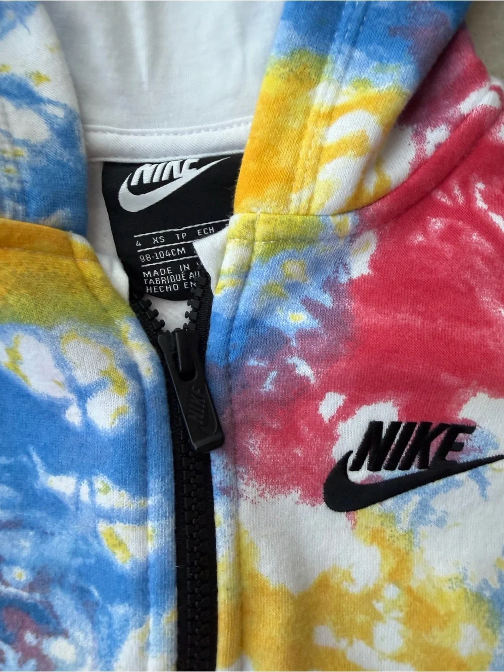 Nike Kids Tie-Dye Zip Hoodie - Blue, Pink, Yellow